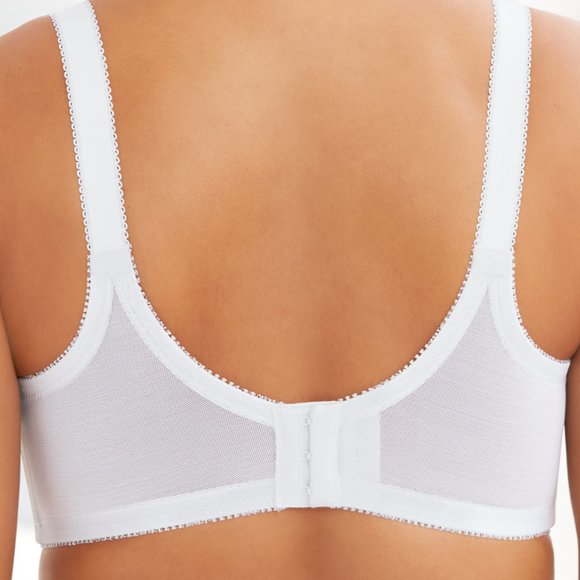 Set Of 3! 42F Glamorise COMFORT LIFT Bra (COTTON-LINED) Wireless LACE WHITE NEW - Picture 5 of 15